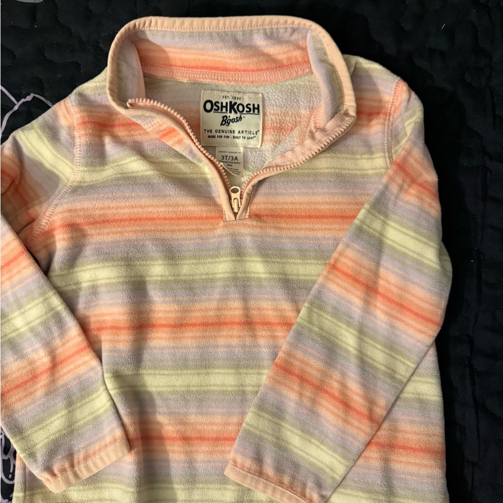 OshKosh B'gosh Pastel Striped Quarter-Zip Mock Neck Pullover